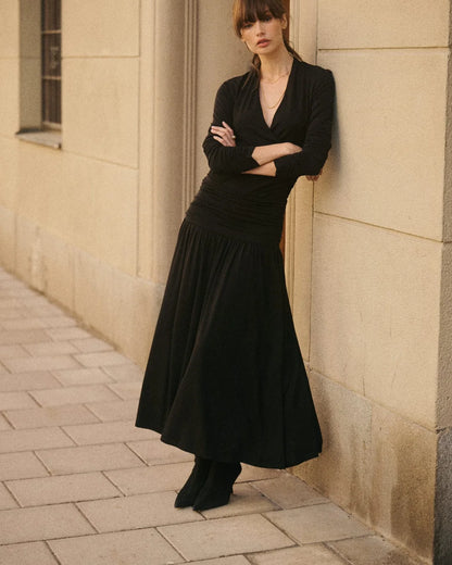 Jersey V-Neck Top Black