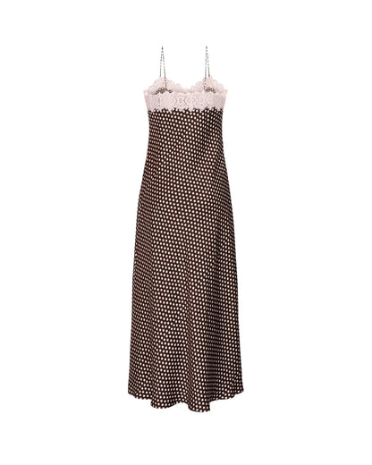 Satin Slip Dress Blush Dots