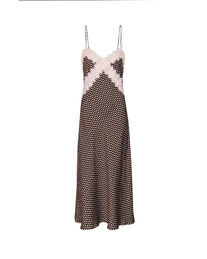 Satin Slip Dress Blush Dots