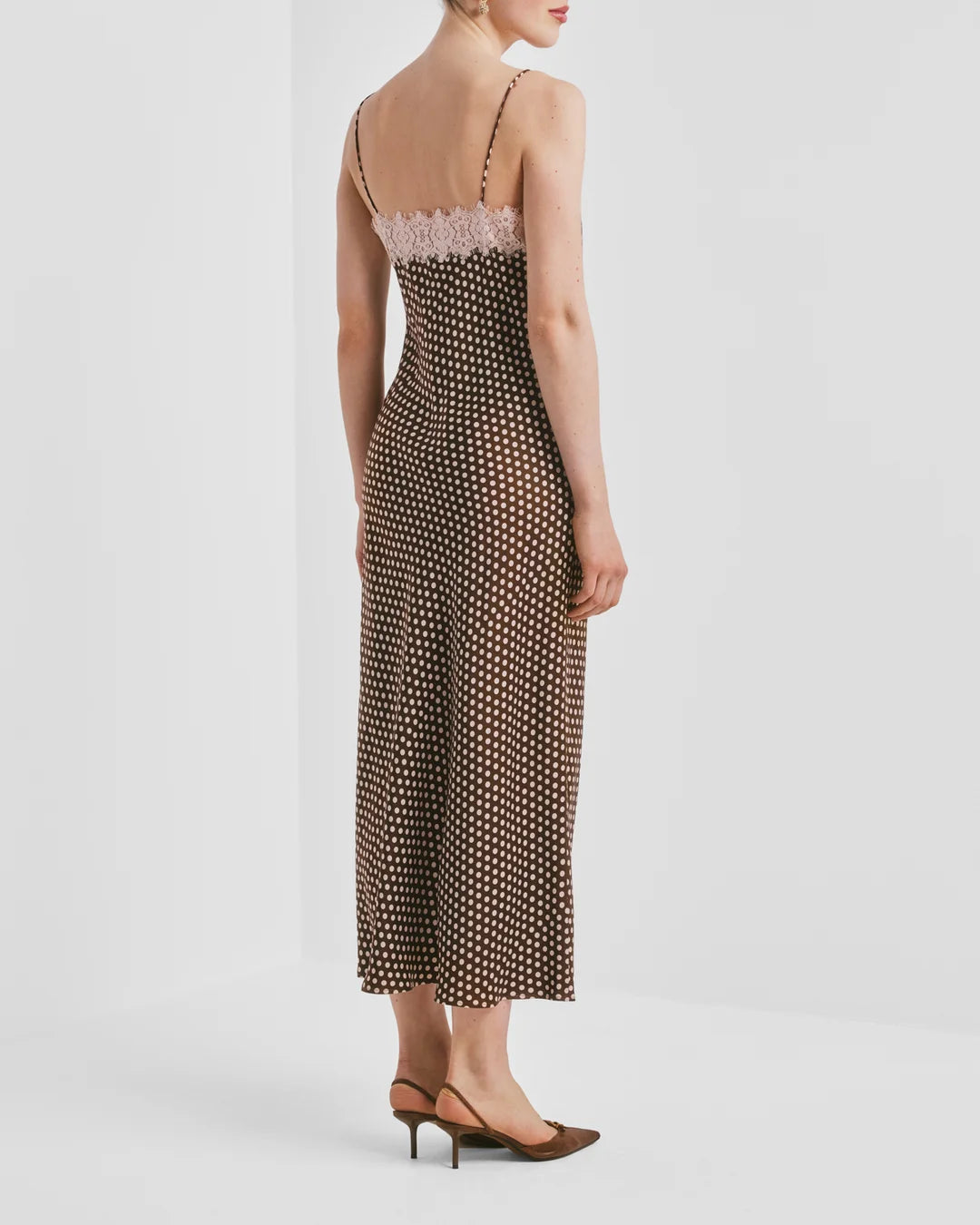 Satin Slip Dress Blush Dots