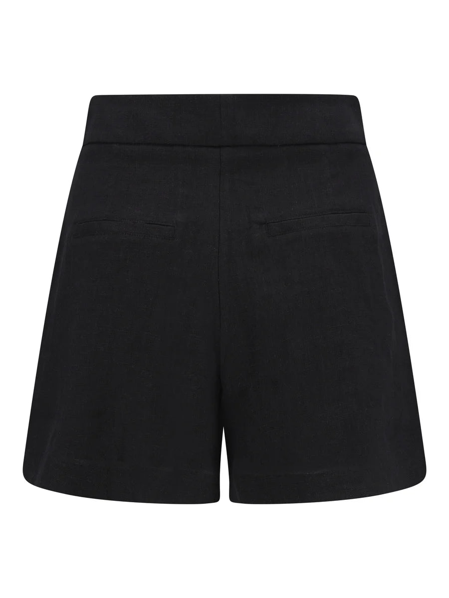 Freya Solid Linen Shorts Black