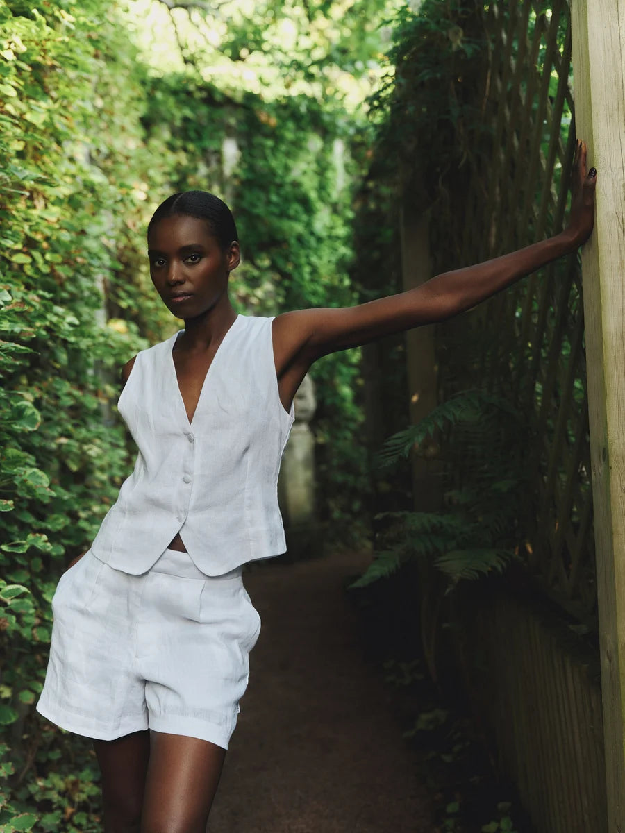 Freya Solid Linen Shorts Black