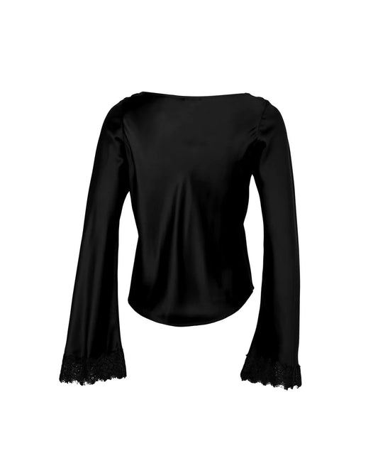 Satin Drape Top Black