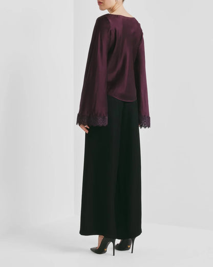 Satin Drape Top Burgundy