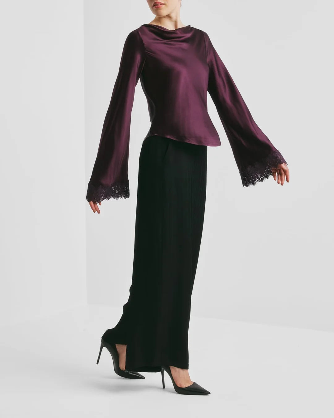 Satin Drape Top Burgundy