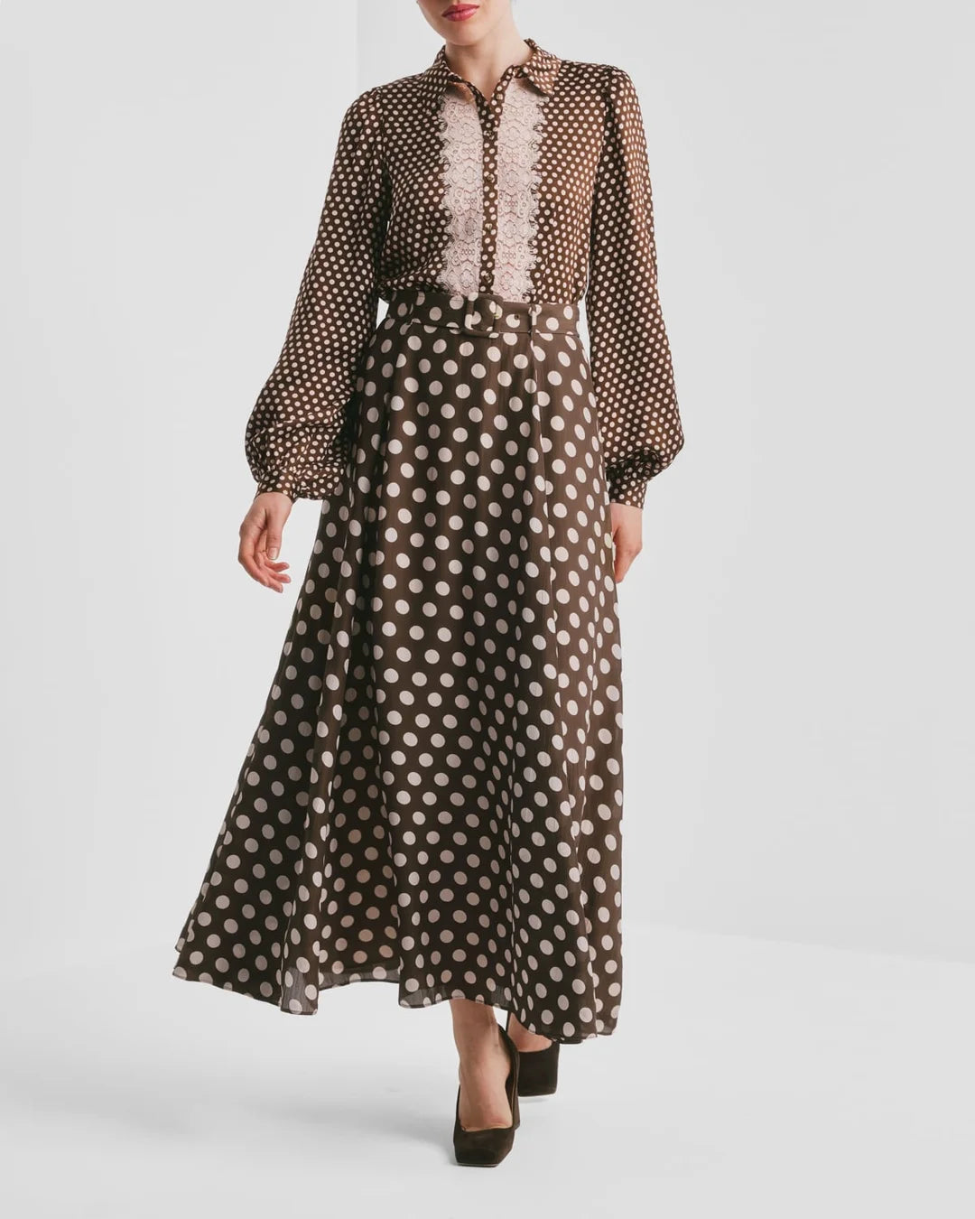 Satin Shirt Blush Dots
