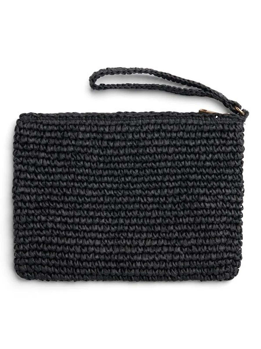 Mim Straw Clutch Black