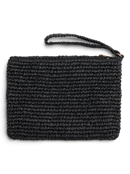 Mim Straw Clutch Black
