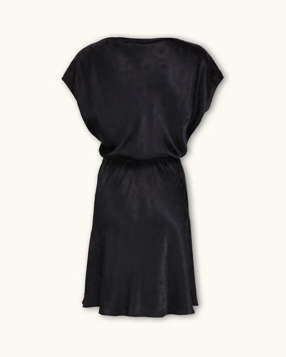 Jacquard Boat Neck Dress Black