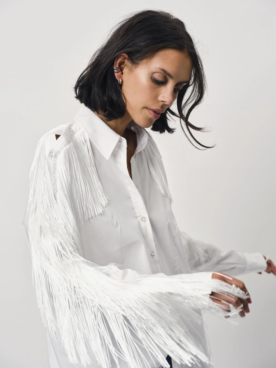 Dandy Plain Fringed Shirt Optic White