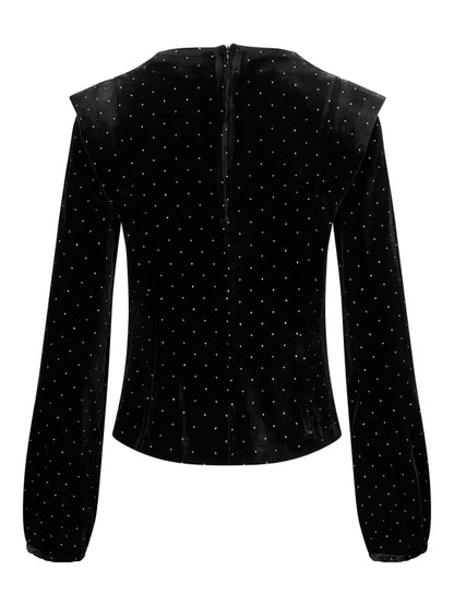 Kendra Stud Velour Blouse Black