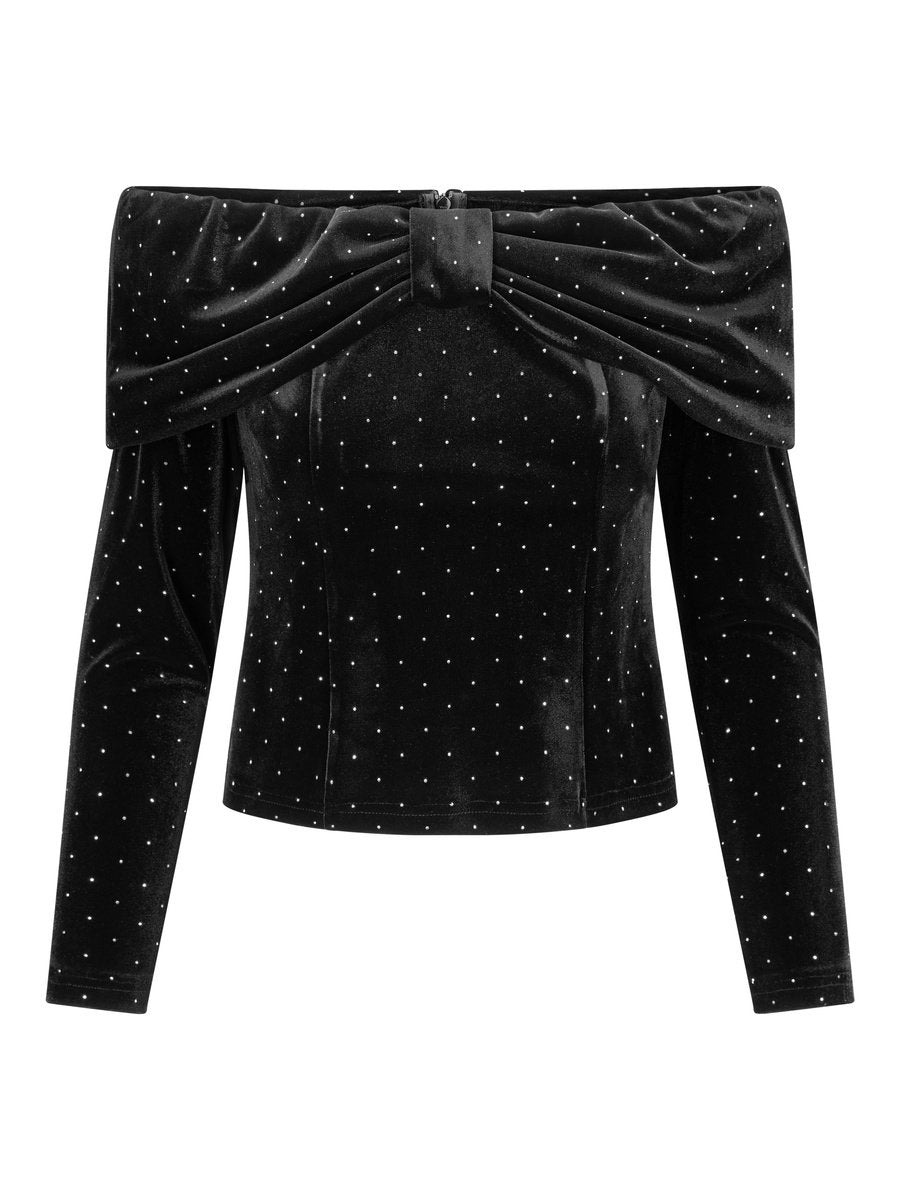 Tale Stud Velour Top Black