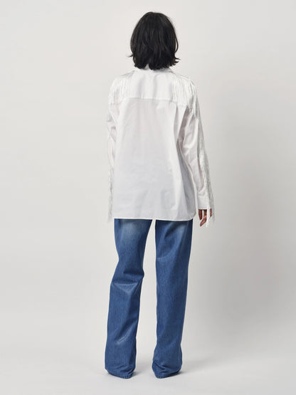 Dandy Plain Fringed Shirt Optic White