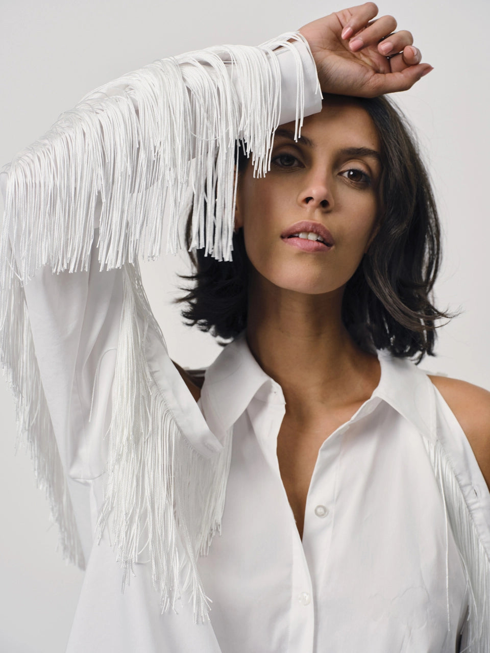 Dandy Plain Fringed Shirt Optic White