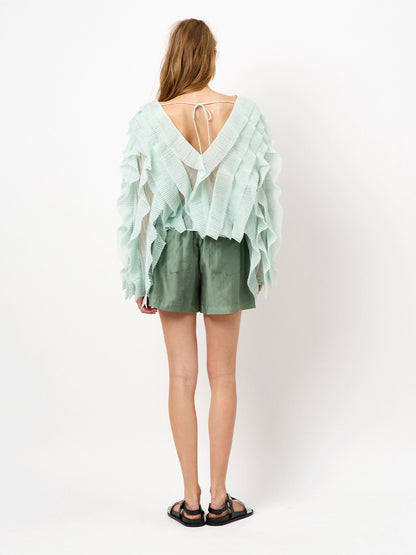 Phora Tulle Ruffled Top Icy Mint