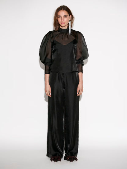 Ocean Puffy Sleeve Top Raven