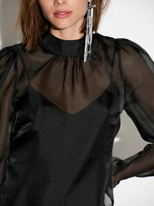 Ocean Puffy Sleeve Top Raven