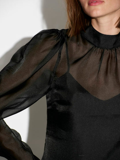 Ocean Puffy Sleeve Top Raven