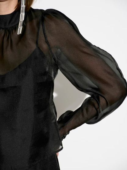 Ocean Puffy Sleeve Top Raven