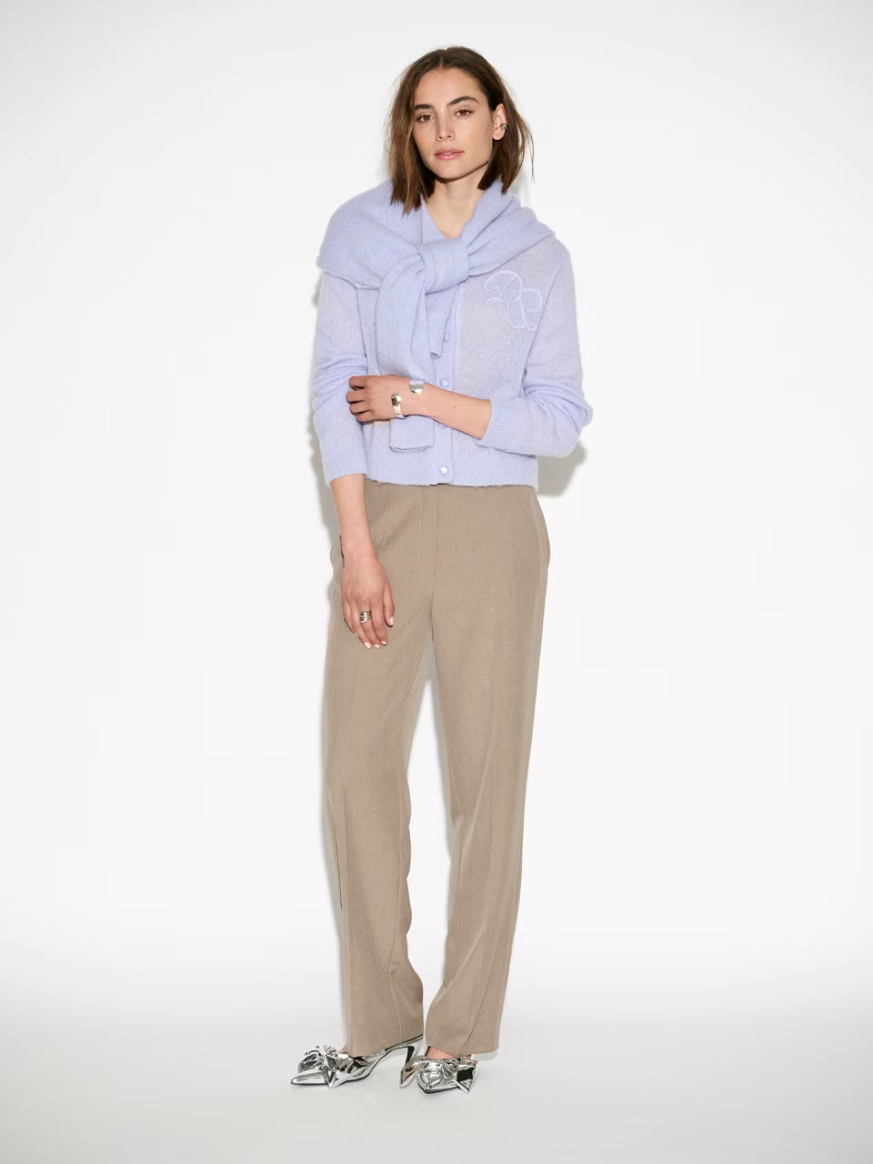 Erin Monogram Cardigan Blue Mist