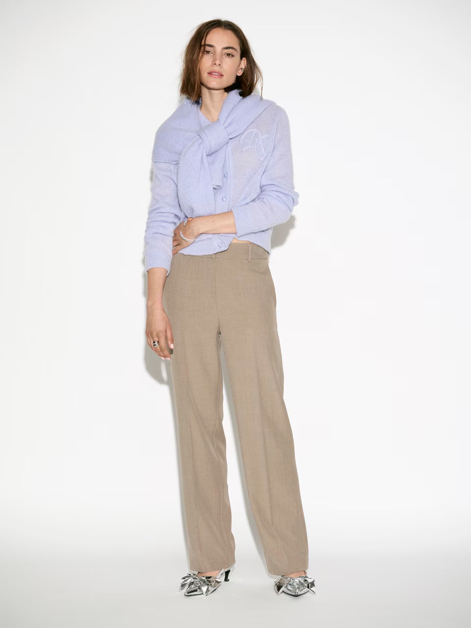 Erin Monogram Cardigan Blue Mist