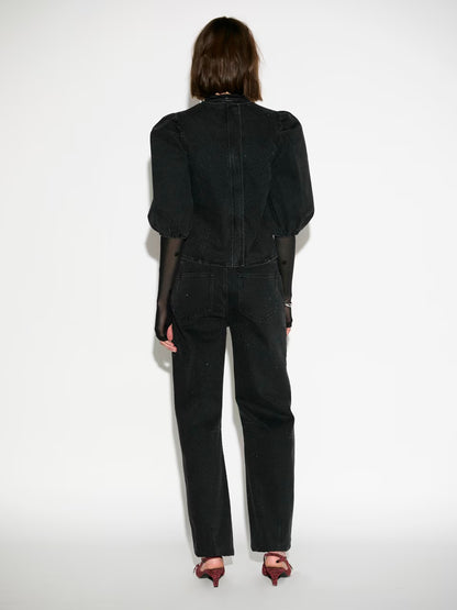 Cici Rhinestone Top Washed Black