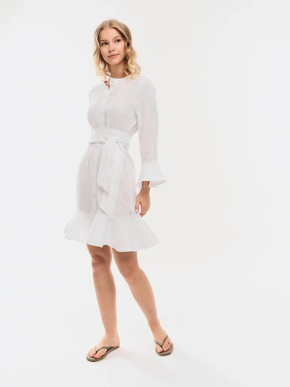 Gabrielle Linen Dress White