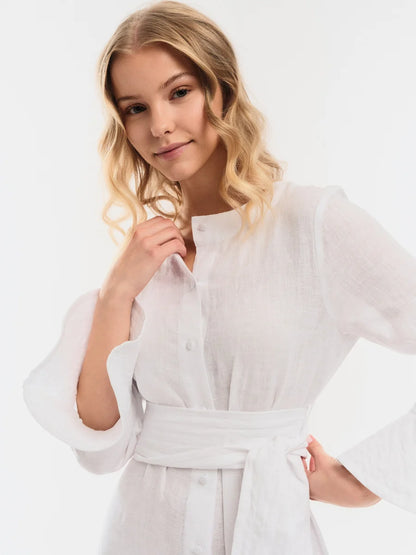 Gabrielle Linen Dress White