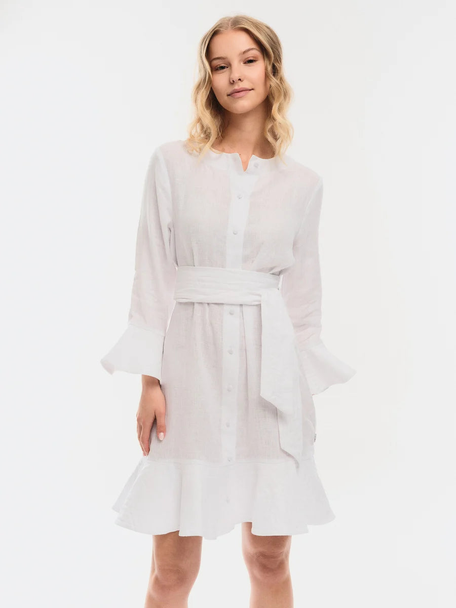 Gabrielle Linen Dress White