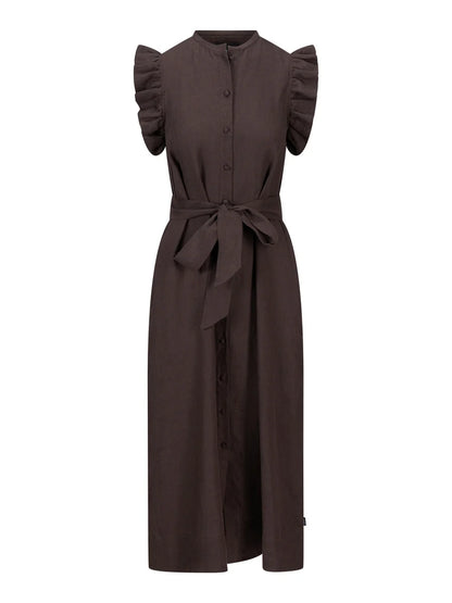 Pam Linen Dress Dark Brown