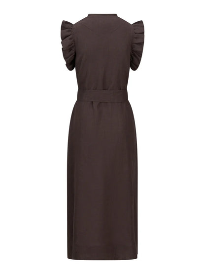 Pam Linen Dress Dark Brown