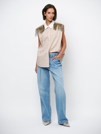 Robin Fringe Detail Shirt Sand Beige