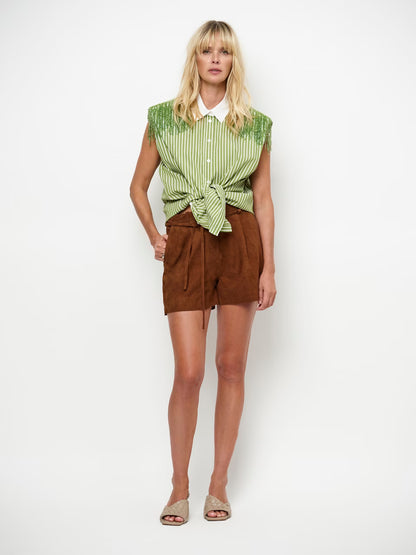 Robin Fringe Detail Shirt Green Lush