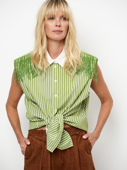 Robin Fringe Detail Shirt Green Lush