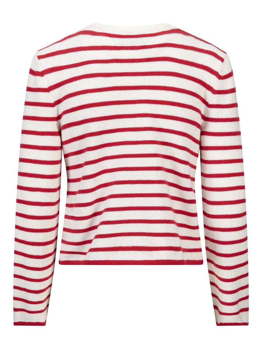 Lisa Cotton Cardigan White Red Contrast
