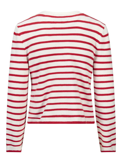 Lisa Cotton Cardigan White Red Contrast