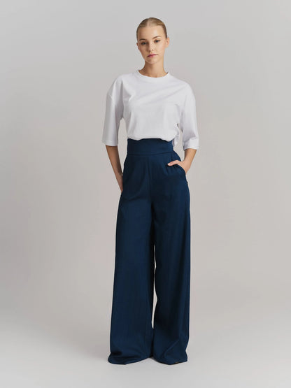 Felica Tencel Pant Dark Blue