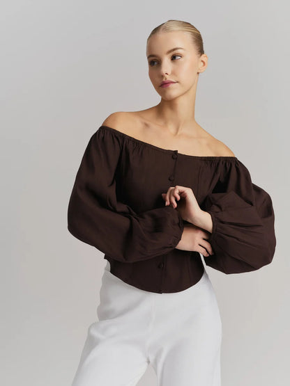 Luiza Linen Shirt Dark Brown