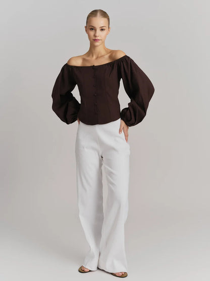 Luiza Linen Shirt Dark Brown