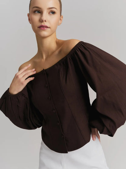 Luiza Linen Shirt Dark Brown