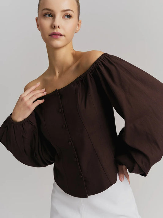 Luiza Linen Shirt Dark Brown