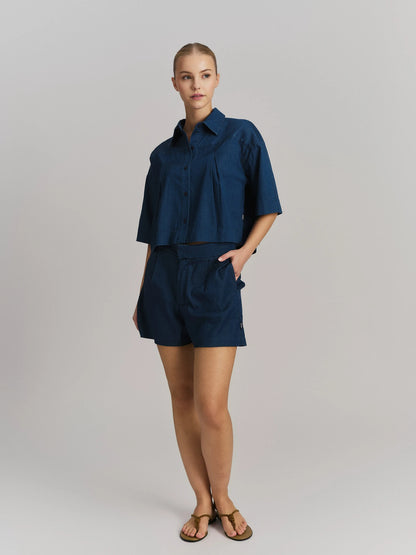 Massy Tencel Shirt Dark Blue