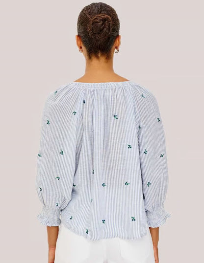 Mariah Shirt Bluebell Embroidered Stripe