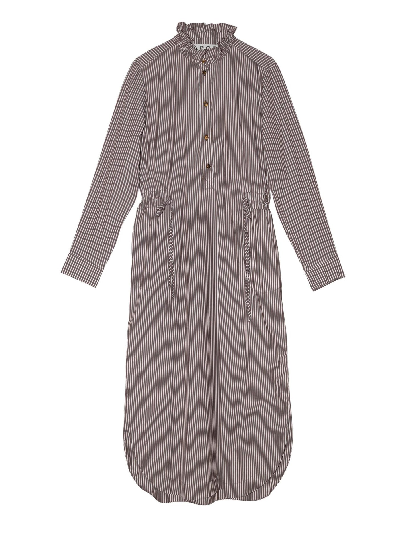 Iris Dress Brown White Stripe