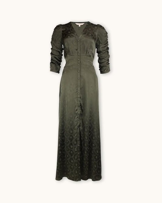 Jacquard Button-Down Dress Forest