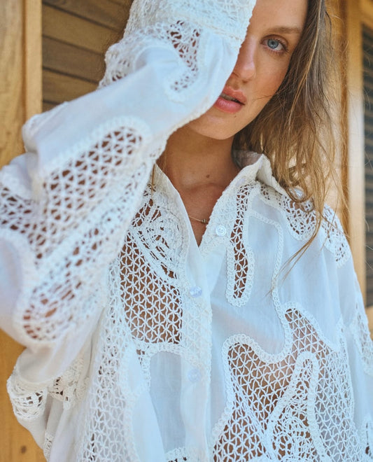 Eleanor Embroidered Shirt Milk White