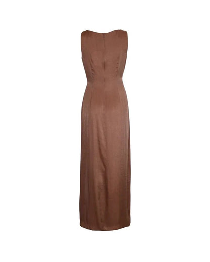 Shiny Sleeveless Dress Brown