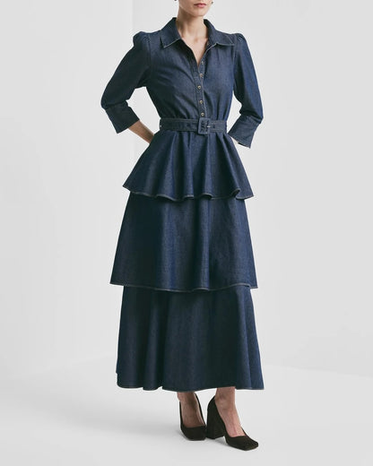 Denim Shirt Dress Dark Blue