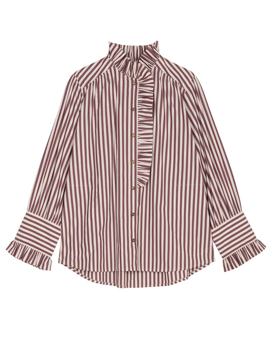 Annemonne Blouse Wine Stripe