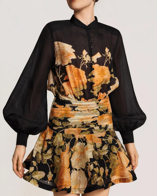 Organza Mini Dress Midnight Field